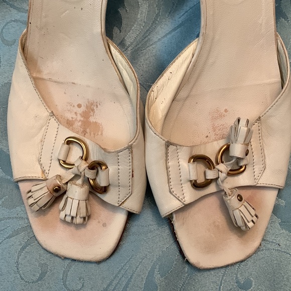 Prada White Leather Tassel Mules Size 40 - Picture 8 of 9